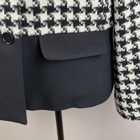 Talbots Houndstooth Jacket Womens Sz 12 Wool Blend Colorblocked Blazer - Picture 5 of 13